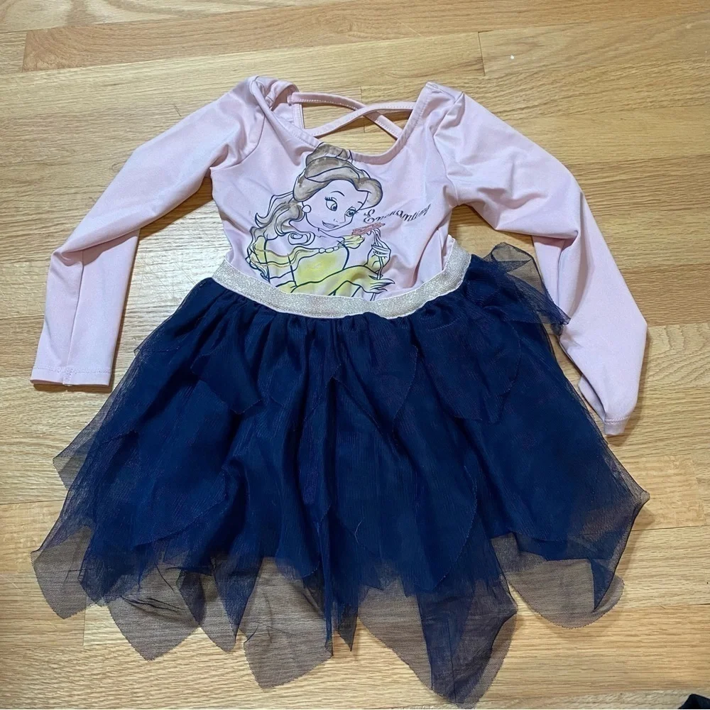 Disney Belle Leotard Dress Sz 4T Beauty and the Beast Purple Blue Girls